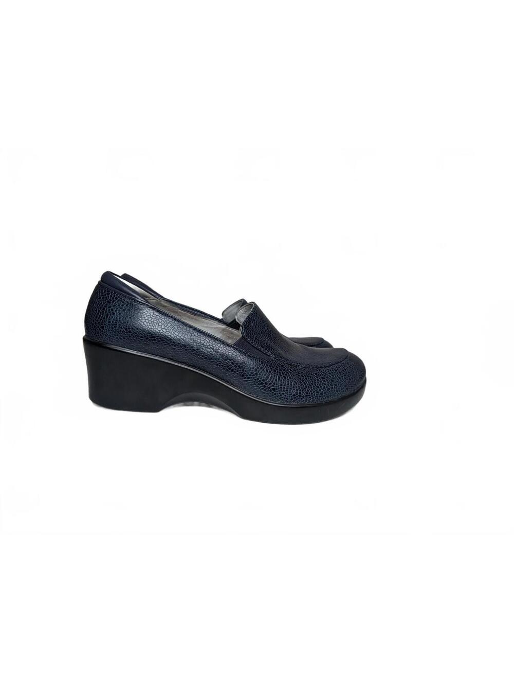 Alegria cosmic shimmer blue textured leather wedge comfort shoes size 39